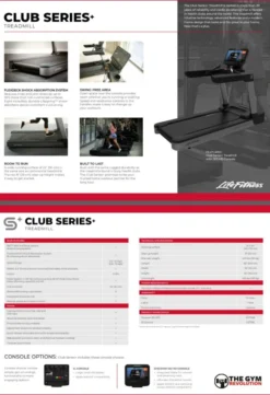 The Gym Revolution -The Gym Revolution club series treadmill spec sheet 1