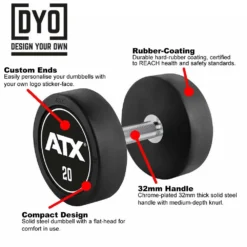 CLUB SET: 2.5-30kg ATX Custom Logo Rubber Dumbbell Set