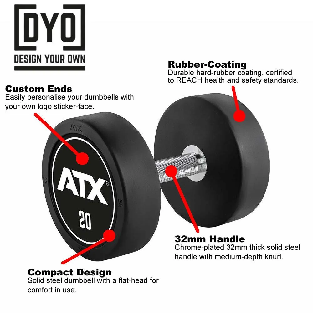 CLUB SET: 2.5-30kg ATX Custom Logo Rubber Dumbbell Set 3 CLUB SET: 2.5-30kg ATX Custom Logo Rubber Dumbbell Set