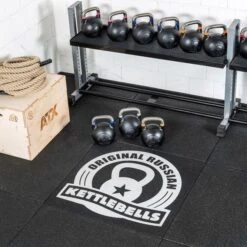 Custom Logo On Gym Flooring Tile/s 1m2 -The Gym Revolution rtlo kb 02